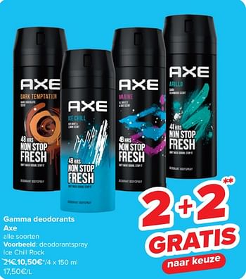 Promotions Deodorantspray ice chill rock - Axe - Valide de 17/04/2024 à 29/04/2024 chez Carrefour