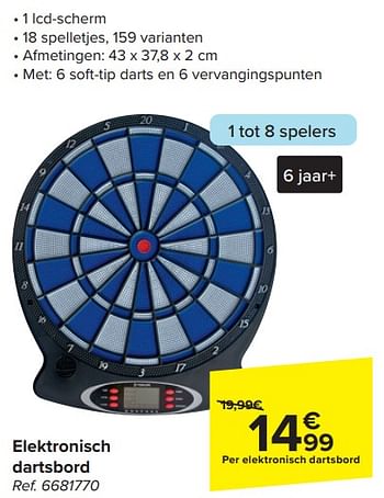 Promotions Elektronisch dartsbord - Produit maison - Carrefour  - Valide de 17/04/2024 à 29/04/2024 chez Carrefour