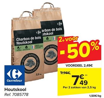 Promotions Houtskool - Produit maison - Carrefour  - Valide de 17/04/2024 à 29/04/2024 chez Carrefour