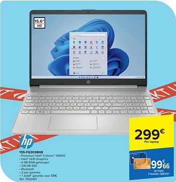 Promotions Hp laptop 15s-fq3038nb - HP - Valide de 17/04/2024 à 29/04/2024 chez Carrefour