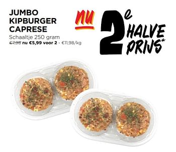 Promotions Jumbo kipburger caprese - Produit Maison - Jumbo - Valide de 17/04/2024 à 23/04/2024 chez Jumbo