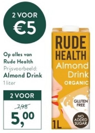 Promotions Almond drink - Rude Health - Valide de 15/04/2024 à 21/04/2024 chez Holland & Barret
