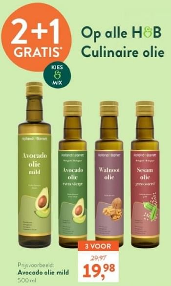 Promotions Avocado olie mild - Produit maison - Holland & Barrett - Valide de 15/04/2024 à 21/04/2024 chez Holland & Barret