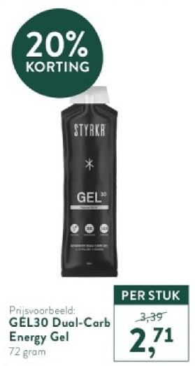 Promotions Gel320 dual carb energy gel - Styrkr - Valide de 15/04/2024 à 21/04/2024 chez Holland & Barret