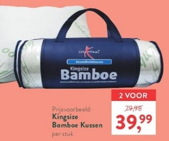 Promoties Kingsize bamboe kussen - Lucovitaal - Geldig van 15/04/2024 tot 21/04/2024 bij Holland & Barret