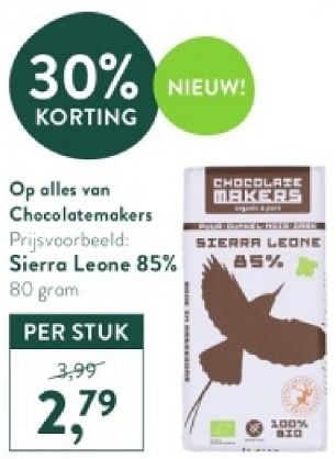 Promotions Sierra leone - Chocolatemakers - Valide de 15/04/2024 à 21/04/2024 chez Holland & Barret