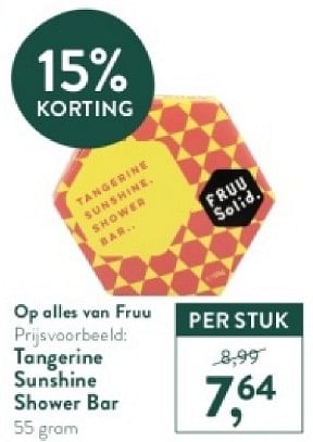 Promoties Tangerine sunshine shower bar - Fruu - Geldig van 15/04/2024 tot 21/04/2024 bij Holland & Barret