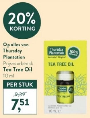 Promotions Tea tree oil - Thursday plantation - Valide de 15/04/2024 à 21/04/2024 chez Holland & Barret