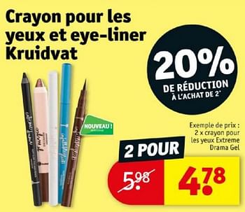Promotions Crayon pour les yeux extreme drama gel - Produit maison - Kruidvat - Valide de 16/04/2024 à 21/04/2024 chez Kruidvat