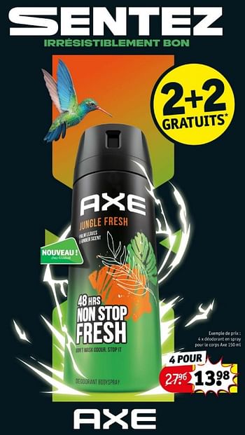 Promoties Déodorant en spray pour le corps axe - Axe - Geldig van 16/04/2024 tot 21/04/2024 bij Kruidvat