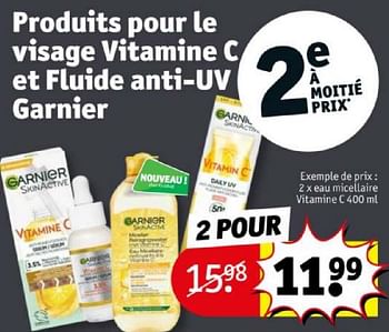 Promotions Eau micellaire vitamine c - Garnier - Valide de 16/04/2024 à 21/04/2024 chez Kruidvat