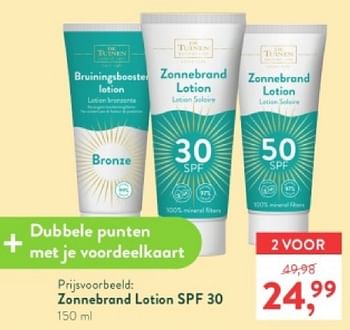Promotions Zonnebrand lotion spf 30 - De Tuinen - Valide de 15/04/2024 à 21/04/2024 chez Holland & Barret