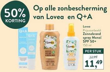 Promotions Zonnebrand spray monoï spf 50+ - Lovea - Valide de 15/04/2024 à 21/04/2024 chez Holland & Barret