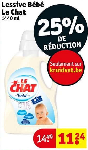 Promoties Lessive bébé le chat - Le Chat - Geldig van 16/04/2024 tot 21/04/2024 bij Kruidvat