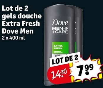 Promoties Lot de 2 gels douche extra fresh dove men - Dove - Geldig van 16/04/2024 tot 21/04/2024 bij Kruidvat