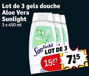 Promotions Lot de 3 gels douche aloe vera sunlight - Sunlight - Valide de 16/04/2024 à 21/04/2024 chez Kruidvat