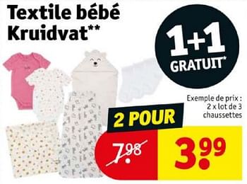 Promoties Textile bébé kruidvat lot de 3 chaussettes - Huismerk - Kruidvat - Geldig van 16/04/2024 tot 21/04/2024 bij Kruidvat