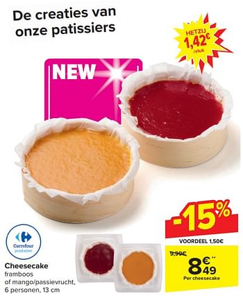 Promoties Cheesecake - Huismerk - Carrefour  - Geldig van 17/04/2024 tot 23/04/2024 bij Carrefour