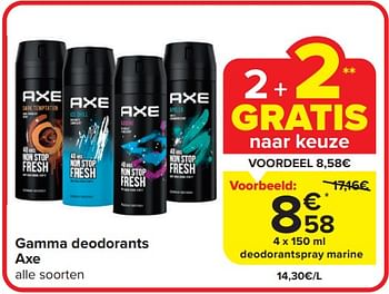 Promotions Deodorantspray marine - Axe - Valide de 17/04/2024 à 23/04/2024 chez Carrefour