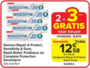 Promotions Tandpasta repair + protect extra fresh - Sensodyne - Valide de 17/04/2024 à 23/04/2024 chez Carrefour