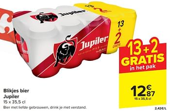Promoties Blikjes bier jupiler - Jupiler - Geldig van 17/04/2024 tot 23/04/2024 bij Carrefour