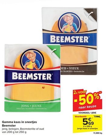 Promoties Jonge kaas in sneetjes - Beemster - Geldig van 17/04/2024 tot 23/04/2024 bij Carrefour