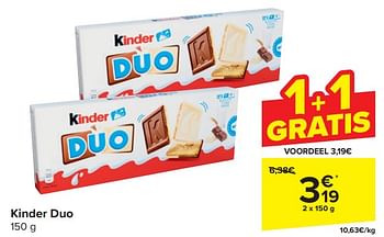 Promotions Kinder duo - Kinder - Valide de 17/04/2024 à 23/04/2024 chez Carrefour