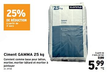 Promoties Ciment gamma - Huismerk - Gamma - Geldig van 10/04/2024 tot 23/04/2024 bij Gamma
