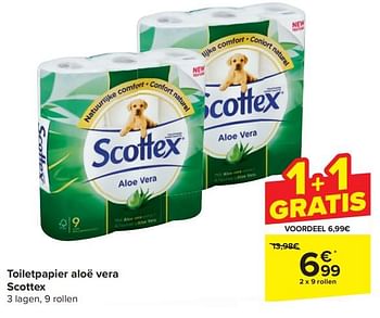 Promoties Toiletpapier aloë vera scottex - Scottex - Geldig van 17/04/2024 tot 23/04/2024 bij Carrefour