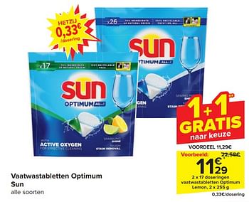 Promotions Vaatwastabletten optimum lemon - Sun - Valide de 17/04/2024 à 23/04/2024 chez Carrefour