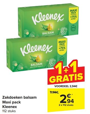 Promotions Zakdoeken balsam maxi pack kleenex - Kleenex - Valide de 17/04/2024 à 23/04/2024 chez Carrefour