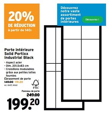 Promoties Porte intérieure solid portixx industrial black - Solid - Geldig van 10/04/2024 tot 23/04/2024 bij Gamma