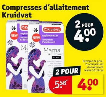 Promotions Compresses d’allaitement mama - Produit maison - Kruidvat - Valide de 16/04/2024 à 21/04/2024 chez Kruidvat