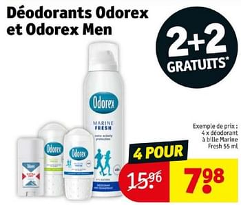 Promoties Déodorant à bille marine fresh - Odorex - Geldig van 16/04/2024 tot 21/04/2024 bij Kruidvat