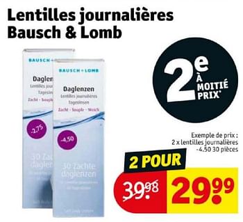 Promoties Lentilles journalières -4.50 - Bausch+Lomb - Geldig van 16/04/2024 tot 21/04/2024 bij Kruidvat