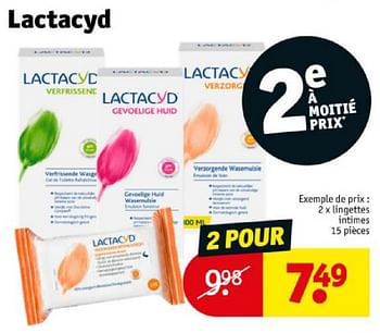 Promoties Lingettes intimes - Lactacyd - Geldig van 16/04/2024 tot 21/04/2024 bij Kruidvat