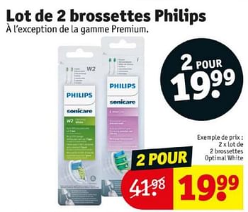 Promotions Lot de 2 brossettes optimal white - Philips - Valide de 16/04/2024 à 21/04/2024 chez Kruidvat