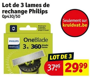 Promoties Lot de 3 lames de rechange philips qp430-50 - Philips - Geldig van 16/04/2024 tot 21/04/2024 bij Kruidvat