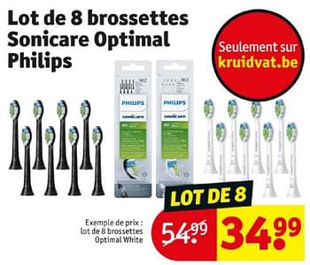 Promotions Lot de 8 brossettes optimal white - Philips - Valide de 16/04/2024 à 21/04/2024 chez Kruidvat