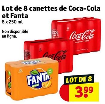 Promoties Lot de 8 canettes de coca-cola et fanta - Huismerk - Kruidvat - Geldig van 16/04/2024 tot 21/04/2024 bij Kruidvat