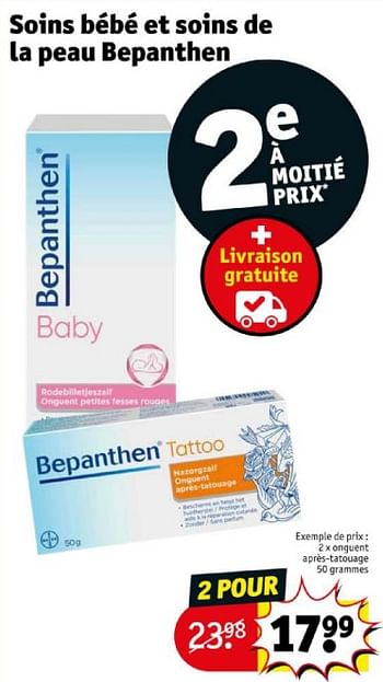Promotions Onguent après-tatouage - Bepanthen - Valide de 16/04/2024 à 21/04/2024 chez Kruidvat