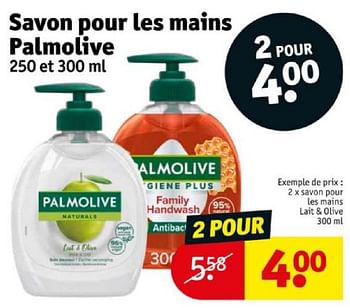 Promoties Savon pour les mains lait + olive - Palmolive - Geldig van 16/04/2024 tot 21/04/2024 bij Kruidvat