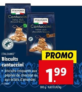 Promoties Biscuits cantuccini - Italiamo - Geldig van 17/04/2024 tot 23/04/2024 bij Lidl