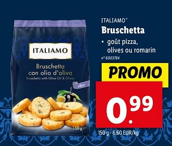 Promotions Bruschetta - Italiamo - Valide de 17/04/2024 à 23/04/2024 chez Lidl