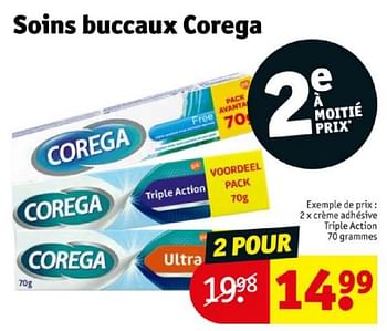 Promoties Soins buccaux corega crème adhésive triple action - Corega - Geldig van 16/04/2024 tot 21/04/2024 bij Kruidvat
