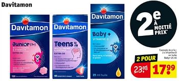 Promoties Vitamine d en huile baby+ - Davitamon - Geldig van 16/04/2024 tot 21/04/2024 bij Kruidvat