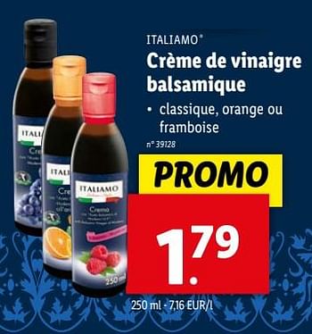 Promoties Crème de vinaigre balsamique - Italiamo - Geldig van 17/04/2024 tot 23/04/2024 bij Lidl