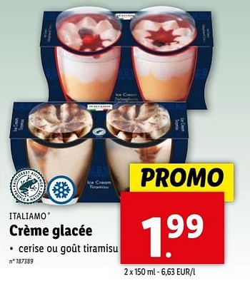 Promoties Crème glacée - Italiamo - Geldig van 17/04/2024 tot 23/04/2024 bij Lidl