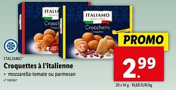 Promoties Croquettes à l’italienne - Italiamo - Geldig van 17/04/2024 tot 23/04/2024 bij Lidl