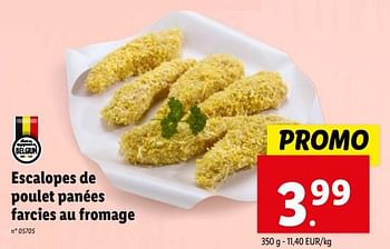 Promoties Escalopes de poulet panées farcies au fromage - Huismerk - Lidl - Geldig van 17/04/2024 tot 23/04/2024 bij Lidl